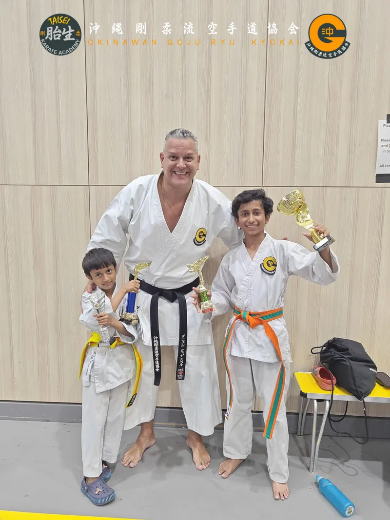 Taisei Karate Academy students and instructor representing the Okinawan Goju Ryu Kyokai